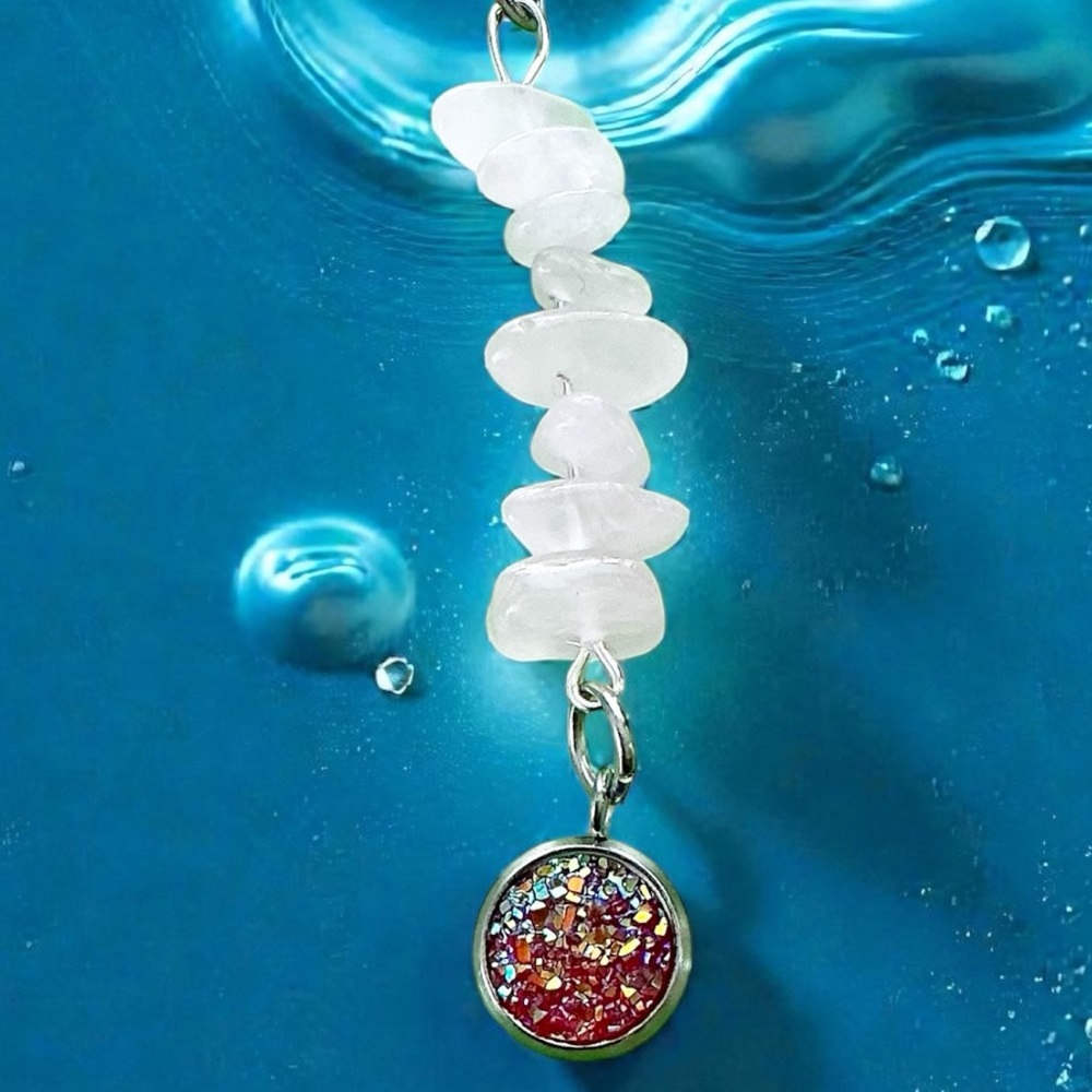 🆕 Rose Quartz Gemstones and Crystal Pendant Necklace